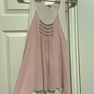 light pink tank with tie around back !